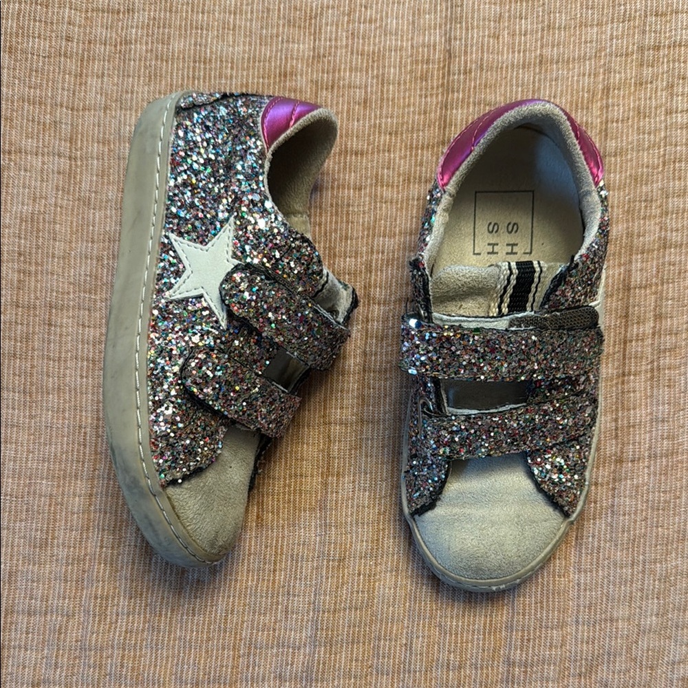 Glitter Star Velcro Kids Sneakers - Pink Multicolor